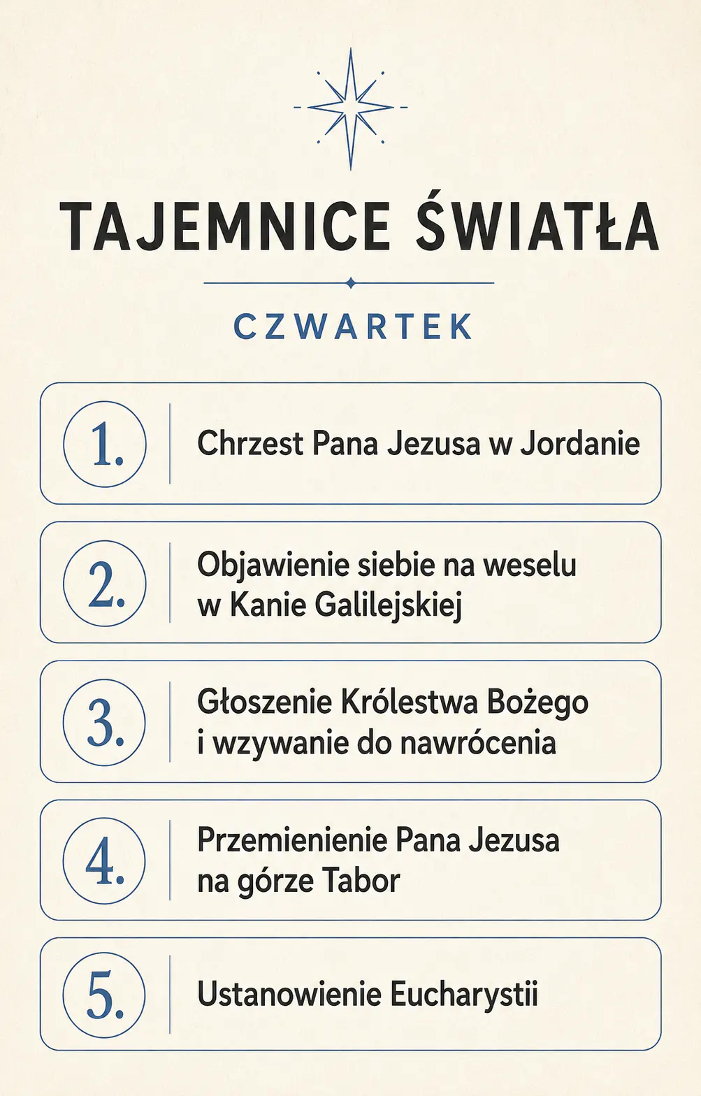 Tajemnice światła różańca – czwartek